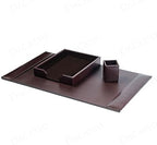 Dacasso Brown Bonded Leather Luxury 3 Piece Desk Set - Blotter Pad & Desk Organization Essentials - Executive Decor and Surface Protector - Image 6