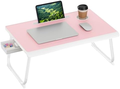 SONGMICS Foldable Lap Desk, Portable Bed Desk Table Tray w/Cup Holder Tray by SONGMICS