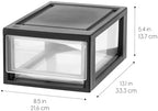 IRIS USA 4-Pack, 6 Qt. Small Stacking Drawer Storage Organizer, Black - Image 3