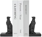 Black Cheetah Book Ends, Decorative Leopard Bookends for Shelves by Home