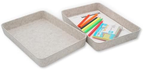 Welaxy 2pc Letter Size Felt File Folder Holder Oatmeal Document Paper Tray by Welaxy