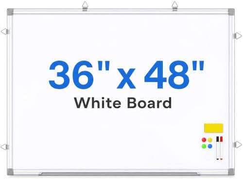 Magnetic Dry Erase Whiteboard, 48 x 36 Inch Wall-Mounted White Board with Aluminum Frame and Removable Tray for Office, Classroom and Home by Unknown