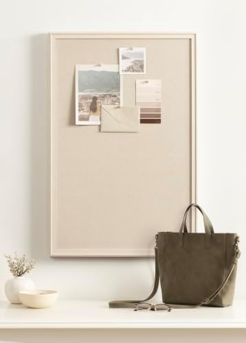 Kate and Laurel Oakhurst Rectangle Framed Linen Fabric Pinboard, 24 x 36, Soft White, Traditional Decorative Bulletin Board with Stepped Profile for Motivational Vision Board or Wall Organization - Image 3
