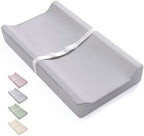 Blissful Diary Vegan Leather Baby Changing Pad with Waterproof & Wipe-Clean PU Cover, Standard Size Cozy Diaper Changing Pad for Dresser and Table, Light Gray by BlissfulDiary