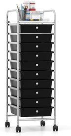 Giantex Rolling Storage Cart with 10 Drawers, Utility Cart with Tabletop, Drawer Organizer with Wheels for Craft Art Paper Tool, Mobile Organization & Sorting for Office Home School School Supplies by Giantex