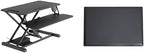 Rocelco 37.4" Electric Standing Desk Converter with Anti-Fatigue Floor Mat - AC USB Charger - Motorized Adjustable Sit Stand Up Computer Workstation Riser - Large Keyboard Tray - Black (R EDRB-MAFM) by Rocelco