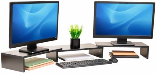 Mind Reader Dual Monitor Stand, Desktop Organizer, Laptop Riser, Office, MDF, 51.25"L x 9.25"W x 4.75"H, Black by MindReader
