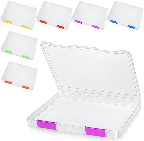 PerKoop 6 Pcs Clear Paper Storage Box,12.4 x 9.84 x 1.18 Inches,Colorful by PerKoop