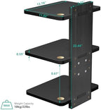 WALI Floating TV Projector Shelf, Holds Up to 22lbs, Black Floating Shelf for Under TV for DVD Players, Cable Boxes, Routers, Game Consoles, PlayStation Accessories (CS303NB), 3 Shelf - Image 2