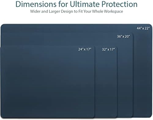 Vine Creations Leather Desk Mat Large 36" x 20", Desk Protector Mat, PU Leather Desk Pad, Large Mouse Pad, Desk Blotter, Desk Pads on Top of Desks, Desk Matt for Desktop, Office Desk Mat (Dark Blue) - Image 2