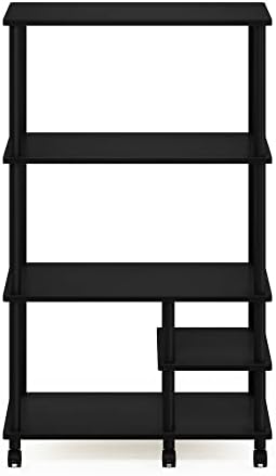Furinno Turn-N-Tube Printer Stand, 4-Tier Printer Table with with Storage Shelf and Casters, Open Frame Standing Shelf, for CPU, Office Supplies, Home Office, Dark Americano - Image 5