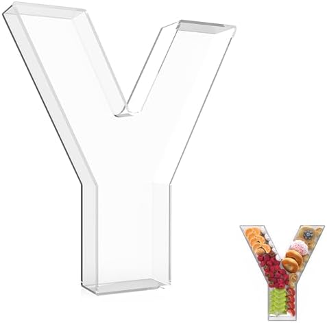 13.8" Extra Large Acrylic Letter Charcuterie Board Box, Reusable Fillable Letter Cake Candy Dish Display Serving Tray for Birthday Anniversary Party Decoration (Y) by RUFHVTY