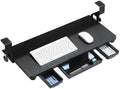 Keyboard Tray Under Desk with Drawer,26.77" X 11.81" Keyboard Tray Large Size with C Clamp-on Mount, Easy to Install, Save Space for Office Desk (Black) by TECLUCK