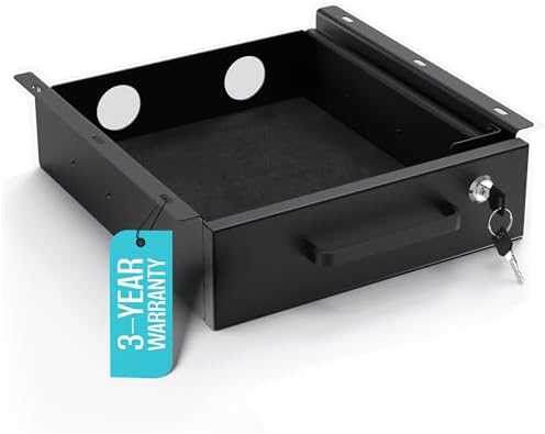 Under Desk Drawer Slide-Out – Lockable Metal Storage Drawer with Cable Management for Office & Home (Single, Non-Bracketed) by COREMINDED