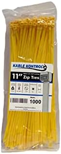 Kable Kontrol Cable Zip Ties, 11 Inch, 1000 Pcs, 50lbs Test, Yellow by KABLEKONTROL%C2%AE