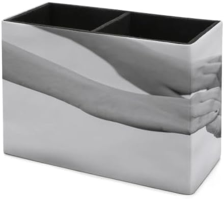 PU Leather Multi-Compartment Pen Holder Desktop Organizer Pencil Cup Storage Caddy for Office Home Supplies Closeup Grandmother Granddaughter Holding Hands Outdoors Environment Black And White Editio - Image 7