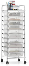 Giantex Rolling Storage Cart with 10 Drawers, Utility Cart with Tabletop, Drawer Organizer with Wheels for Craft Art Paper Tool, Mobile Organization & Sorting for Office Home School School Supplies by Giantex