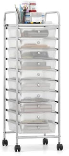 Giantex Rolling Storage Cart with 10 Drawers, Utility Cart with Tabletop, Drawer Organizer with Wheels for Craft Art Paper Tool, Mobile Organization & Sorting for Office Home School School Supplies by Giantex