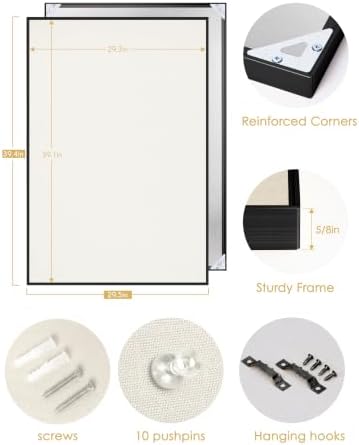 Lightomorrow Bulletin Board 40 x 30 inches, Oatmeal White Pin Board Vision Board, Black Aluminum Framed Fabric Cork Board with 10 Push Pins, Black Framed - Image 5