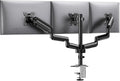 HUANUO Triple Monitor Mount for 13-27 inch Computer Screens, Gaming 3 Monitor Desk Mount with Arm Holds 19.8lbs, Triple Monitors Stand with Tilt, Swivel, Rotation, VESA 75x75, 100x100mm by HUANUO