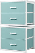 BOLUO Stackable Storage Drawers Closet Organizers and Storage Fabric Blue 2 Drawer Dresser for Bedroom 2 Packs Modern by BOLUO