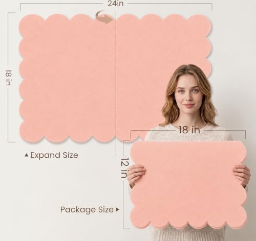 Scalloped Felt Bulletin Board 36 x 24 Inches, Pink Pin Board for Wall - Image 7