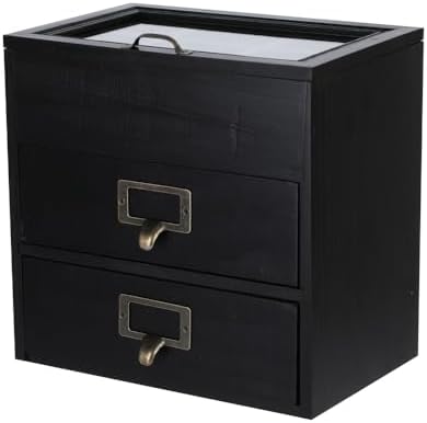 Small Wooden Drawers Wooden Box with Drawer Black by PACKGILO