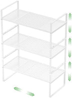 Expandable Storage Shelf, Stackable Organizer Rack, White Small 3 PK by SOFRON