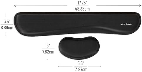 Mind Reader Ergonomic Keyboard and Mouse Wrist Rest Sets, Gaming Accessory, Memory Foam, 16.75" L x 3" W x 0.75" H, 6 pcs, Black - Image 3