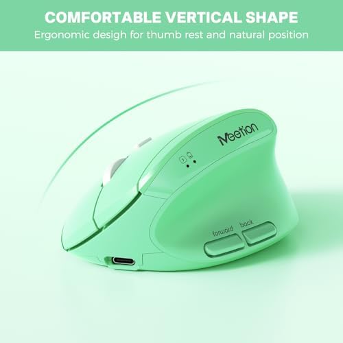 MEETION Ergonomic Keyboard Mouse Combo, Split Design Vertical Mouse Green - Image 6