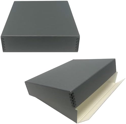 Lineco Drop Front Archival Storage Box, 11.75x15.25x3 in, Gray, 2 Pack by Lineco