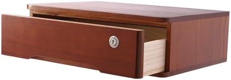Desk Organizer with Drawer, Wooden Desktop Storage Box with Lockable Office Supplies Drawer Organizer Tabletop Storage Multifunctional Desktop Storage Box for Office Study Dresser（Walnut Color） - Image 4