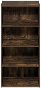 Furinno Basic Book Shelf, 4-Tier Bookcase with Open Shelf, Bookshelf, Cube Storage Organizer, 11 x 17 x 35, for Living Room, Bedroom, Home Office, Amber Pine - Image 6