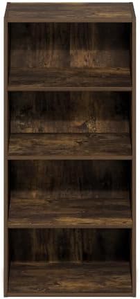Furinno Basic Book Shelf, 4-Tier Bookcase with Open Shelf, Bookshelf, Cube Storage Organizer, 11 x 17 x 35, for Living Room, Bedroom, Home Office, Amber Pine - Image 6