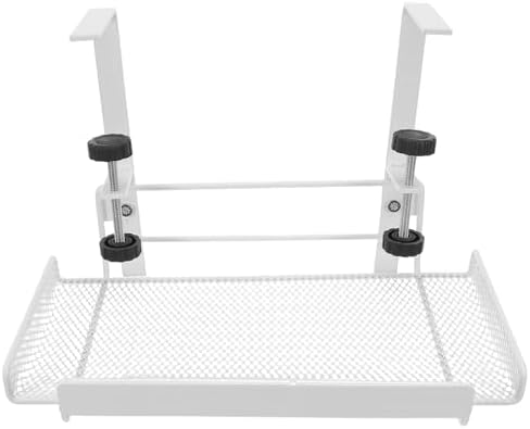 ibasenice Under Desk Shelf: Metal Storage Rack with Clamp Desk Cable Management Tray Organizer Basket for Cables Papers and Office Tables Supplies White by ibasenice