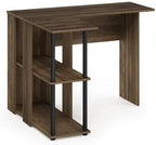 Furinno Abbott L-Shape Computer Desk with Bookshelf, Columbia Walnut/Black - Image 5
