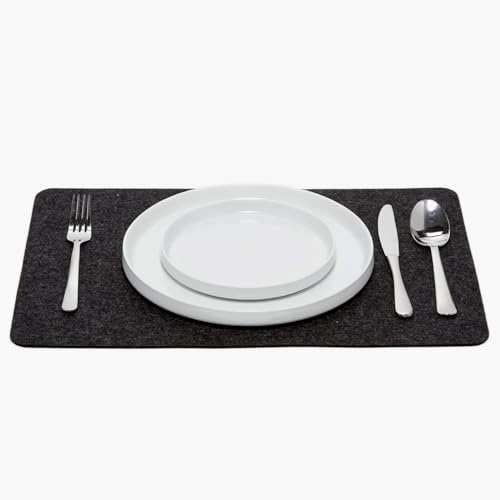 Graf Lantz - Merino Wool Rectangle Placemat - Charcoal (12" H x 18" W) - 3mm Merino Wool Felt Table Mat - Moisture Wicking - Odor, Stain, Heat & Dirt Resistant - Luxury Home Decor - Made in the USA by GrafLantz