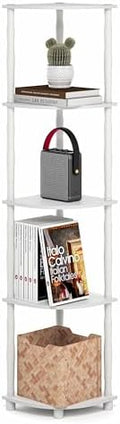 Furinno Turn-N-Tube Storage Shelves, 5-Tier Open Frame Book Shelf, Standing Corner Shelf, Toolless Open Shelves, Classic Tubes, for Organization and Storage, Living Room, Home Office, White by Furinno-FitsYourSpaceFitsYourBudget