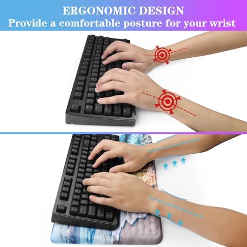 Computer Keyboard Stand with Wrist Rest, Ergonomic Tilted Keyboard Holder - Keyboard Riser with Wrist Pad - Keyboard Tray Support for Office Home - Beach - Image 3