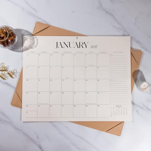 Simplified Desk Calendar 2026-2027 with Desktop Mat, Large Desk Pad Calendar from July 2026 to December 2027, 22 x 17 Inch, Desk Blotter Calendar for Home Office and School, Easy Planning, Apricot - Image 2