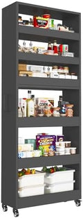 Slim Storage Cart, Lightweight 6 Tier Metal Rolling Utility Kitchen Cart on Wheels, Mobile Storage Shelving Unit Organizer for Bathroom Laundry Office Narrow Places (Black, 10" D) by Qiaoxuan
