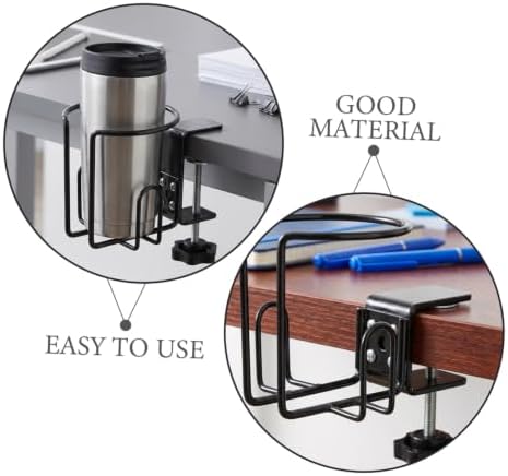 PRETYZOOM Large Desk Cup Holder Clamp Iron Material, Easy Installation Without Drilling with Anti-Spill Design 500ml Capacity Beverage Holder for Desks and Office Use - Image 3
