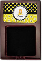 Personalized Honeycomb, Bees & Polka Dots Red Mahogany Sticky Note Holder - Image 2