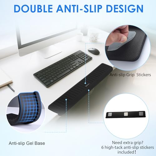 UnivoColors PostureUp L-Shaped Desk Long Wrist Rest Elbow, Non-Slip, Memory Foam, Desk Edge Support, Ergonomic Design for Long-Hour Work (23.6 * 3.9 inch One-Piece Design,Grey) - Image 4