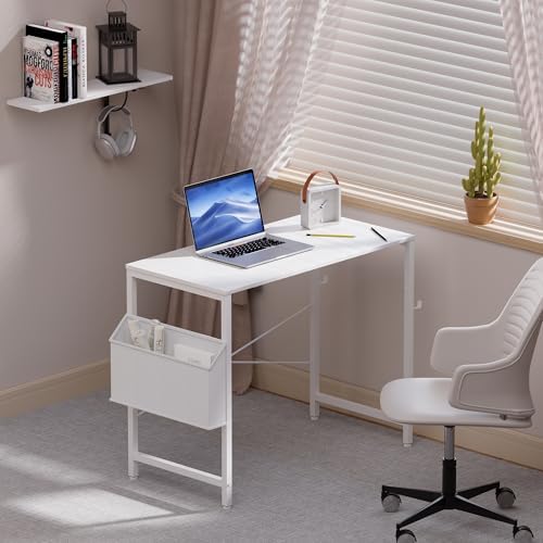 Pamray 47 Inch Computer Desk for Small Spaces with Storage Bag, Home Office Work Desk with Headphone Hook, Small Office Desk Study Writing Table - Image 6