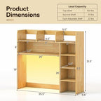 GOFLAME Desk Hutch, 8 Shelves Desktop Bookshelf, 31.5”, Burlywood - Image 2