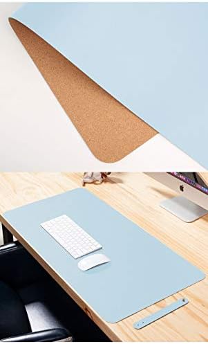 Ruby Lil Natural Cork & Leather Office Desk Mat, Dual Use Desk Matt for Desktop,Ultra Thin Waterproof PU Leather Mouse Pad,Working for Home Accessories,Light Blue,31"x 16" - Image 2