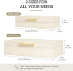 Decorative Storage Boxes with Lids, Set of 2 PU Leather Organizer Boxes - Image 3