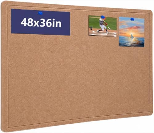 Large Cork Bulletin Board 48" x 36", Felt Pin Board, Ginger Yellow by Hrrtyueg