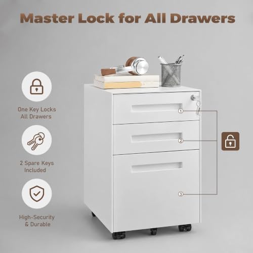 Approgreent Fully Assembled Home Office Filing Cabinet with Lock - Image 7